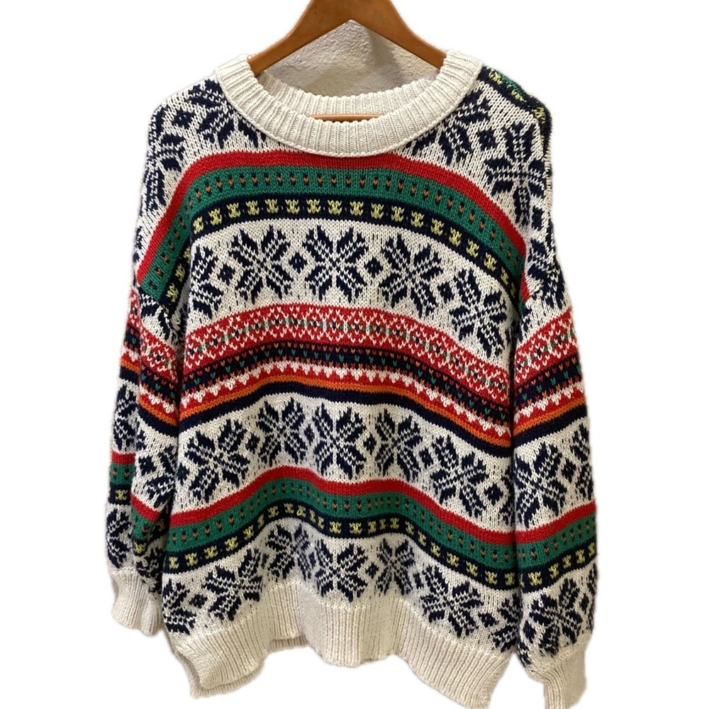 Aerie Fair Isle style sweater. Red/blue/green. Excellent condition. Size M